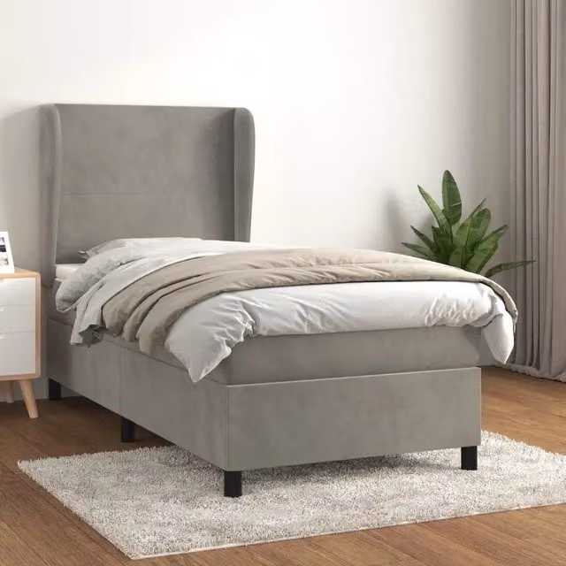 Giroletto a Molle con Materasso-Struttura Letto Grigio Chiaro 80x200 cm Velluto 916019