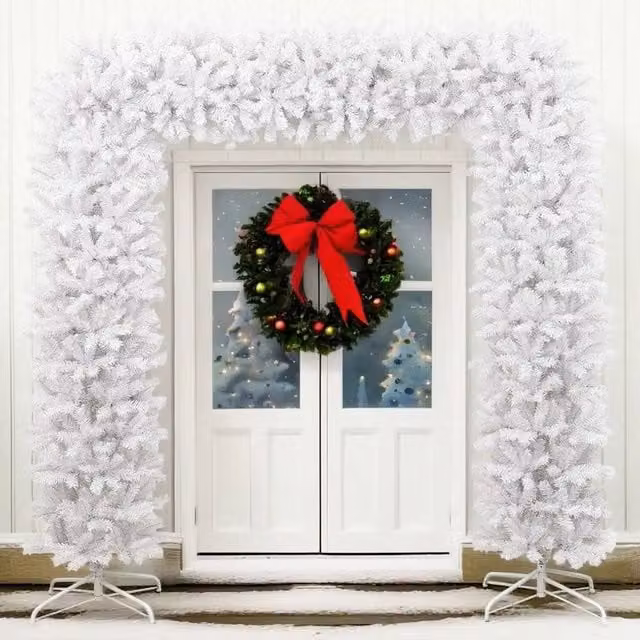 Albero di Natale ad Arco-Albero Natalizio-Decorazioni natalizie Bianco 240 cm