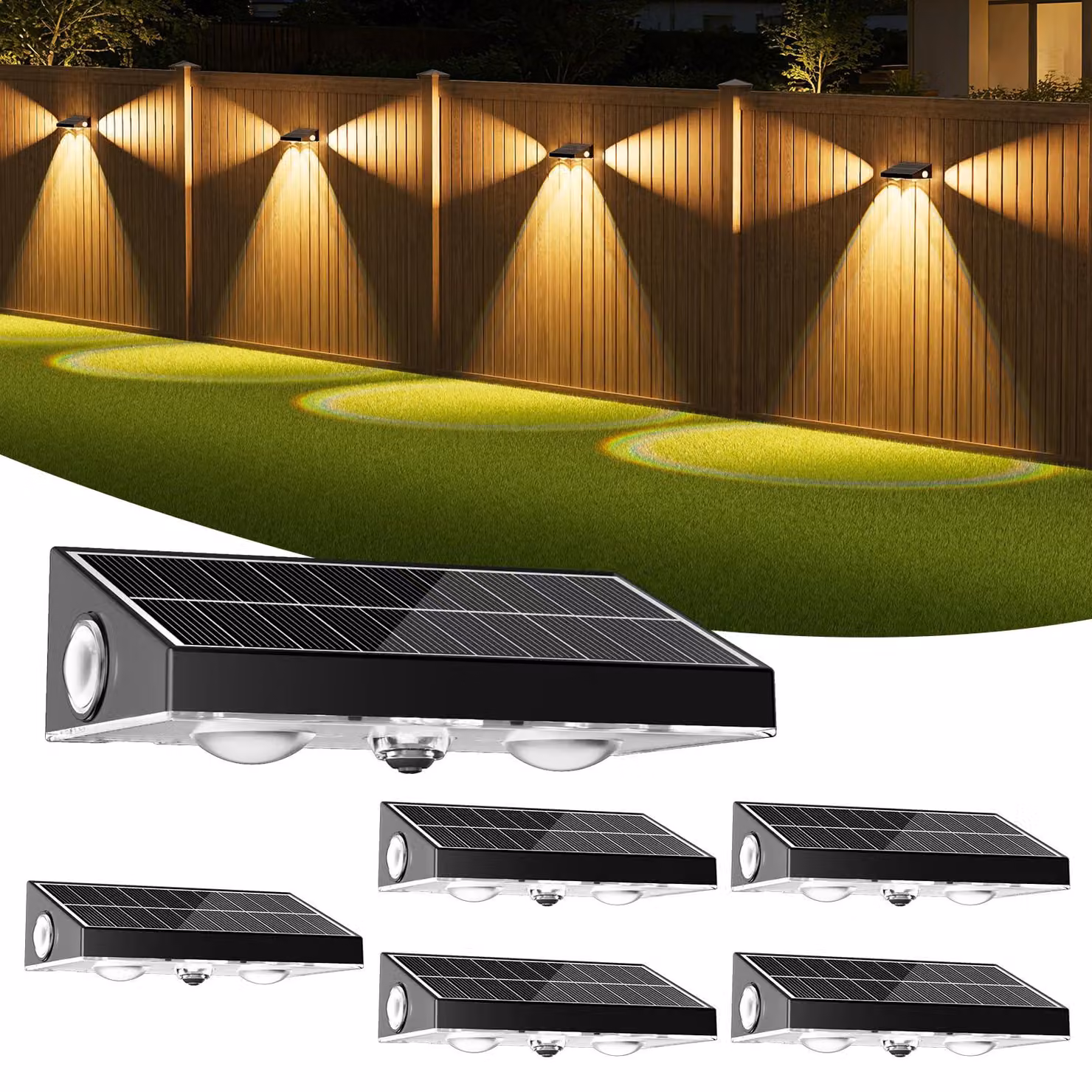 Set di 6 luci solari da esterno, con lente convessa, 3 modalità, grado di protezione IP65