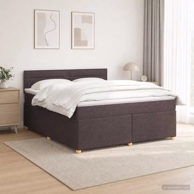 Letto box spring ibrido vidaXL con materasso a molle insacchettate e base contenitore, colore marrone, L 140 x P 190 cm