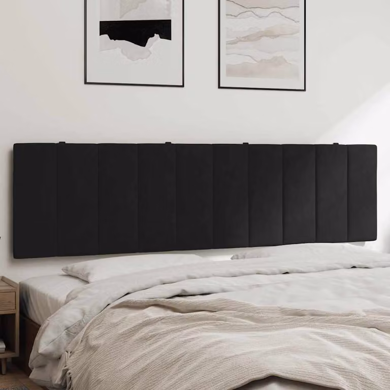 Cuscino Testiera Hanko vidaXL in Velluto Nero, Larghezza: 180 cm