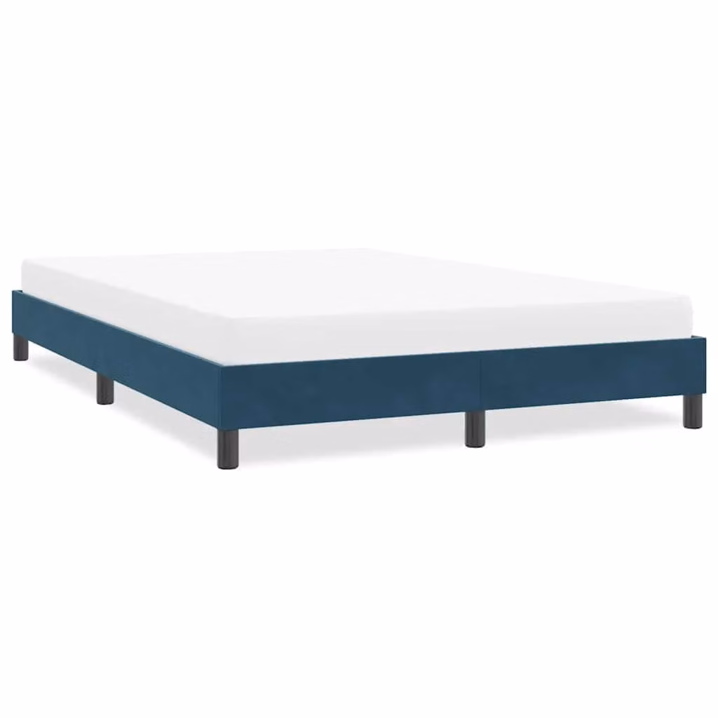 vidaXL Giroletto in Velluto Blu Scuro con Listelli in Legno L/P/H: 140 x 223 x 25 cm