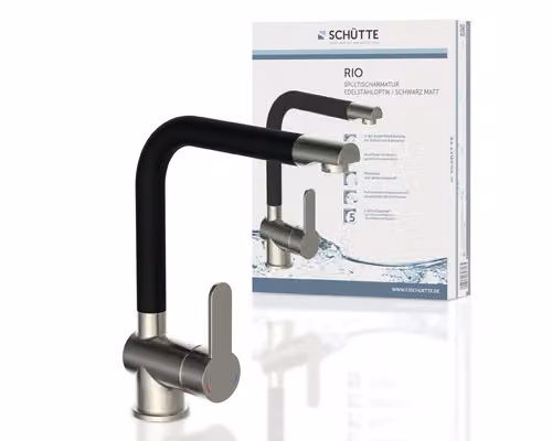 Miscelatore da cucina SCHÜTTE RIO, miscelatore da cucina con funzione di risparmio energetico, miscelatore da cucina girevole a 360°, acciaio inox/nero opaco