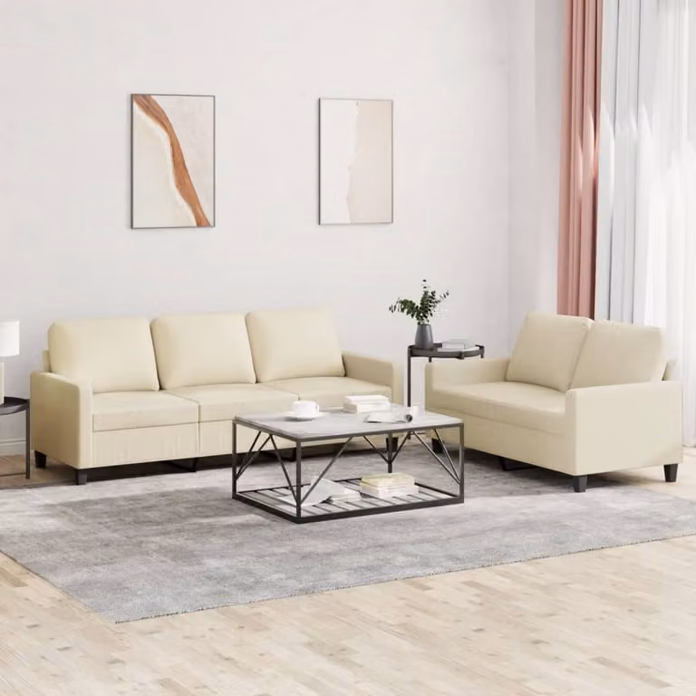 Maison Exclusive - Set divano a 2 posti con cuscini in ecopelle color crema