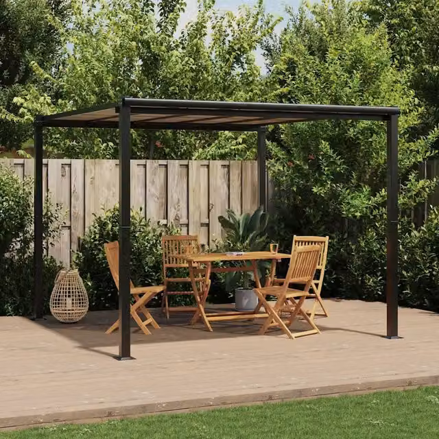 Gazebo da giardino vidaXL in alluminio e policarbonato, colore antracite, L: 297 cm, P: 297 cm, H: 228 cm – 1