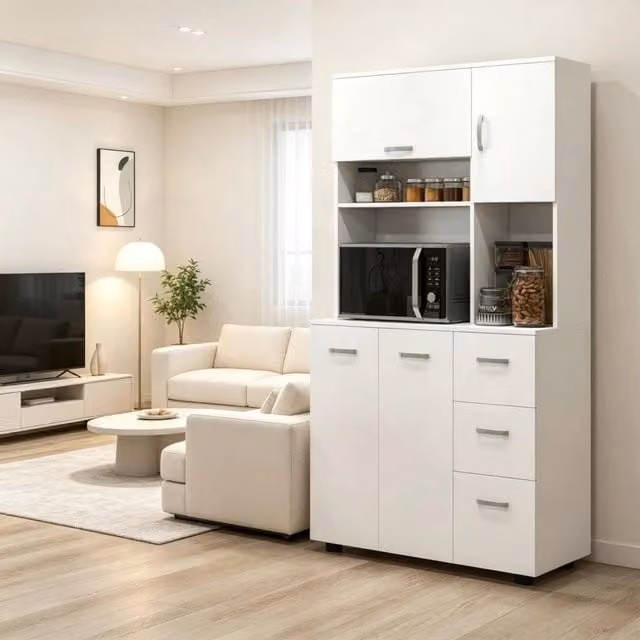 Armadio da cucina con ripiano e cassetto, mobile alto pratico per organizzazione spaziosa (solo armadio alto)
