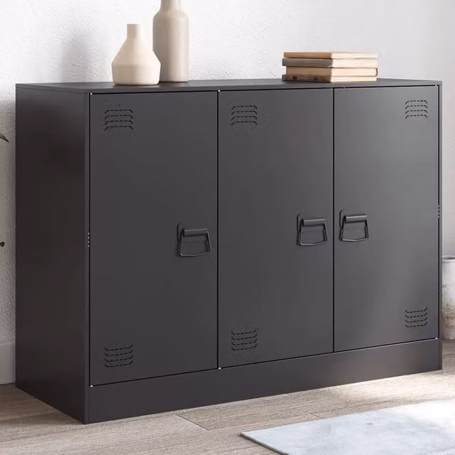 Credenza Buffet Design Mania in Acciaio Nero per Cucina e Soggiorno L: 99 cm, P: 39 cm, H: 73 cm