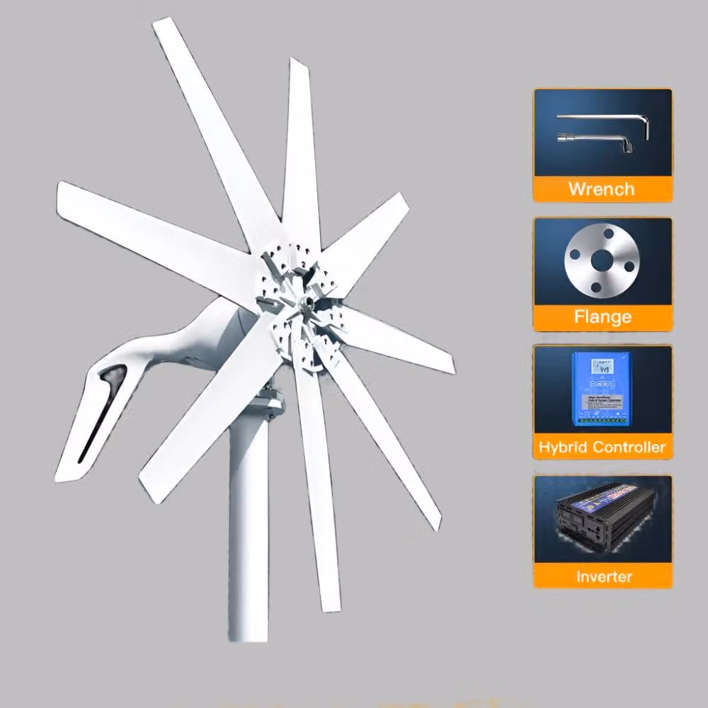 Turbina eolica - Turbina eolica orizzontale - Piccolo generatore eolico - Energia sostenibile - Potenza: 1000W