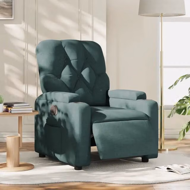 Poltrona Elettrica Reclinabile-Divano Sedia Verde Scuro in Tessuto 714592