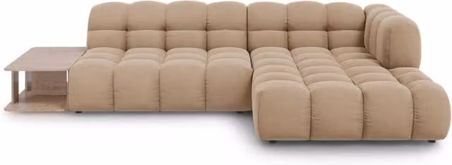 Divano angolare modulare Sky Cosmopolitan Design a 4 posti in velluto color sabbia, configurazione destra L/P/H: 297 x 132 x 75 cm – 1