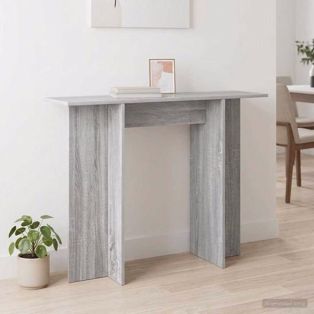 vidaXL Tavolo consolle moderno in MDF grigio L 100 cm, P 30 cm, H 75 cm