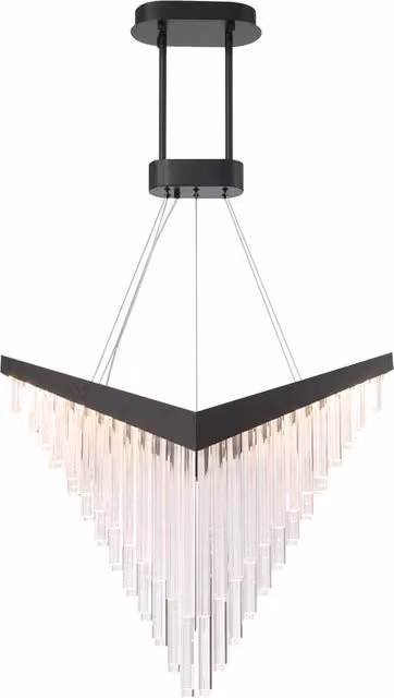 Lampadario a sospensione Vivien Quintiesse in stile glamour nero e trasparente con LED da 40W, dimmerabile e altezza regolabile