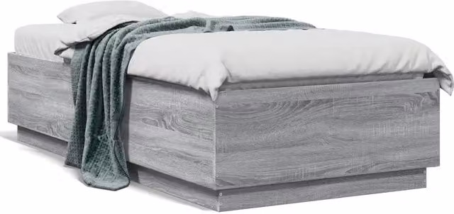 Letto singolo per adulti con giroletto e doghe in legno Rovere Sonoma L/P/H: 90 x 190 cm – 1