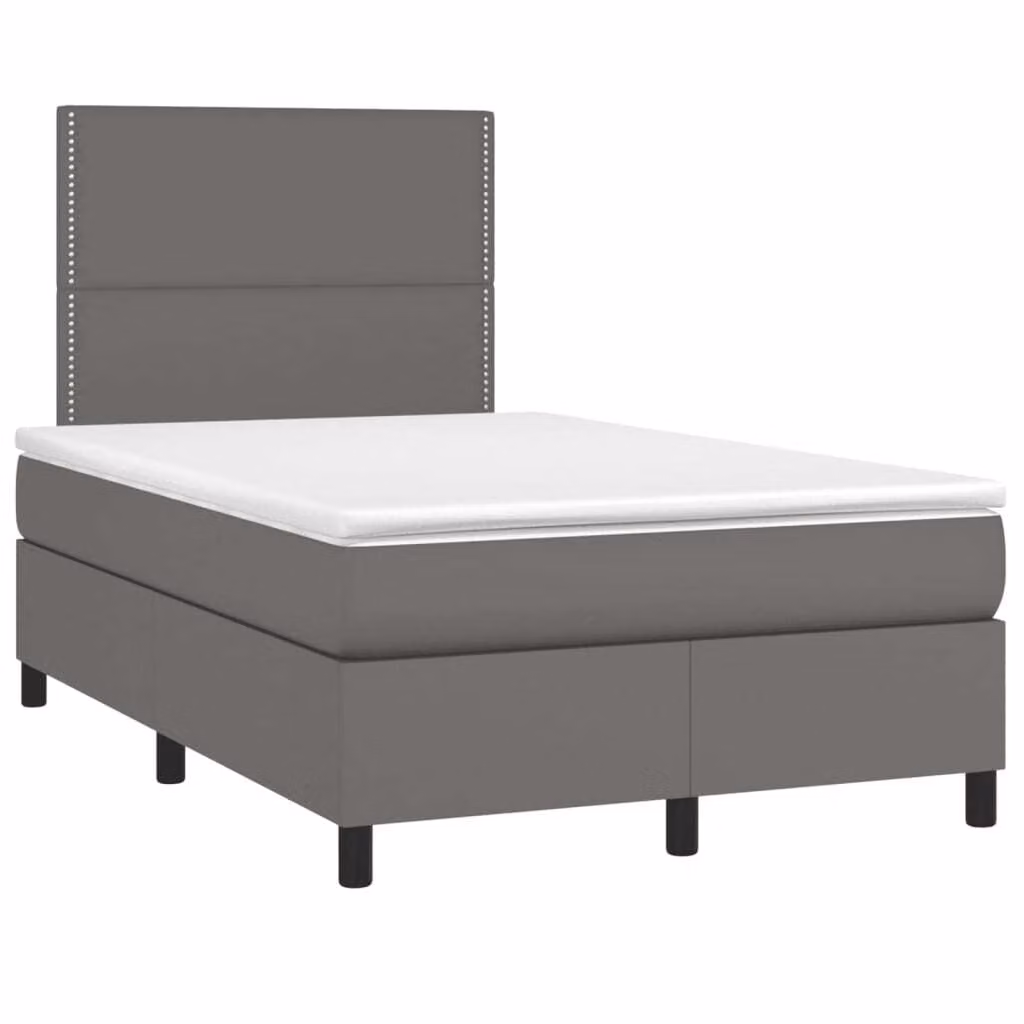 Giroletto a Molle con Materasso Grigio 120x190 cm in Pelle finta