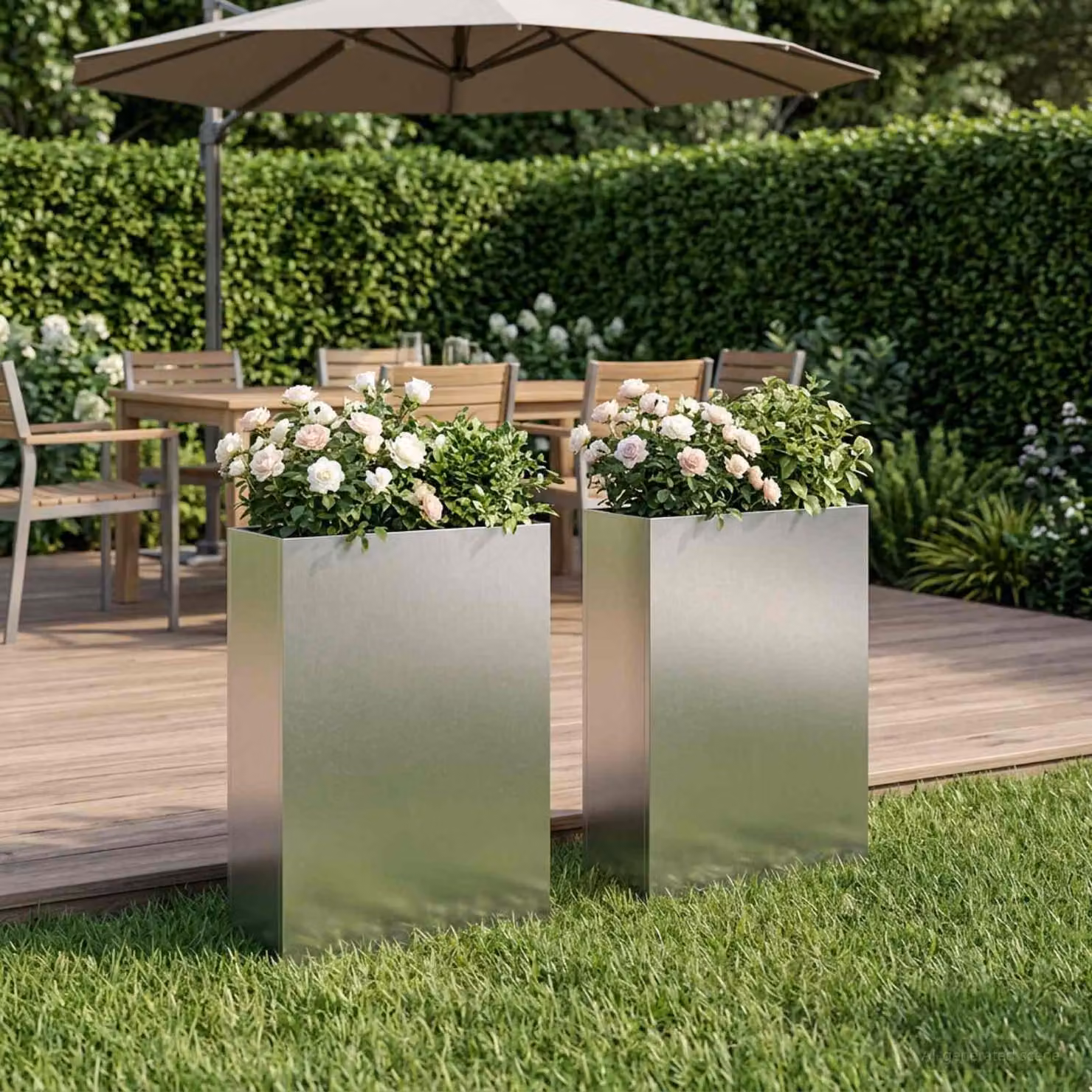 Set di 2 vasi da giardino vidaXL in acciaio inox color argento L 40 cm x P 20 cm x H 75 cm
