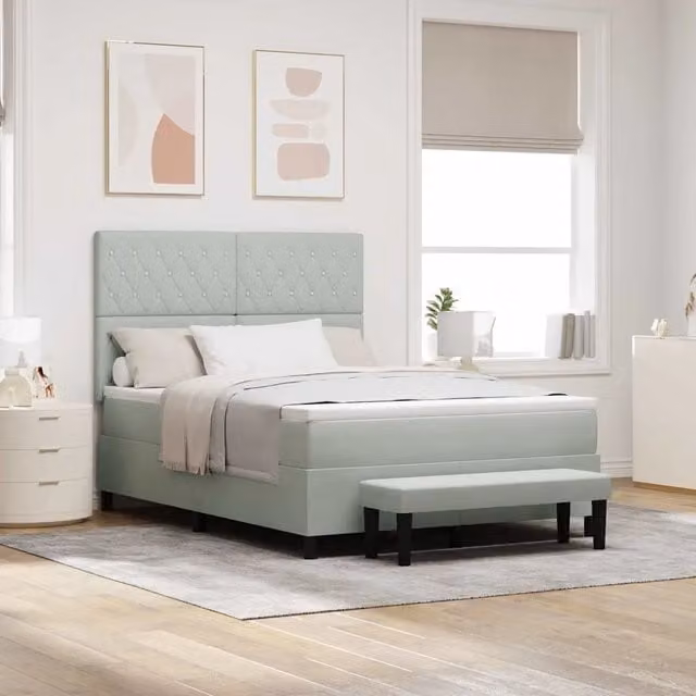 Letto a molle con testiera vidaXL in velluto grigio L: 160 cm, P: 200 cm