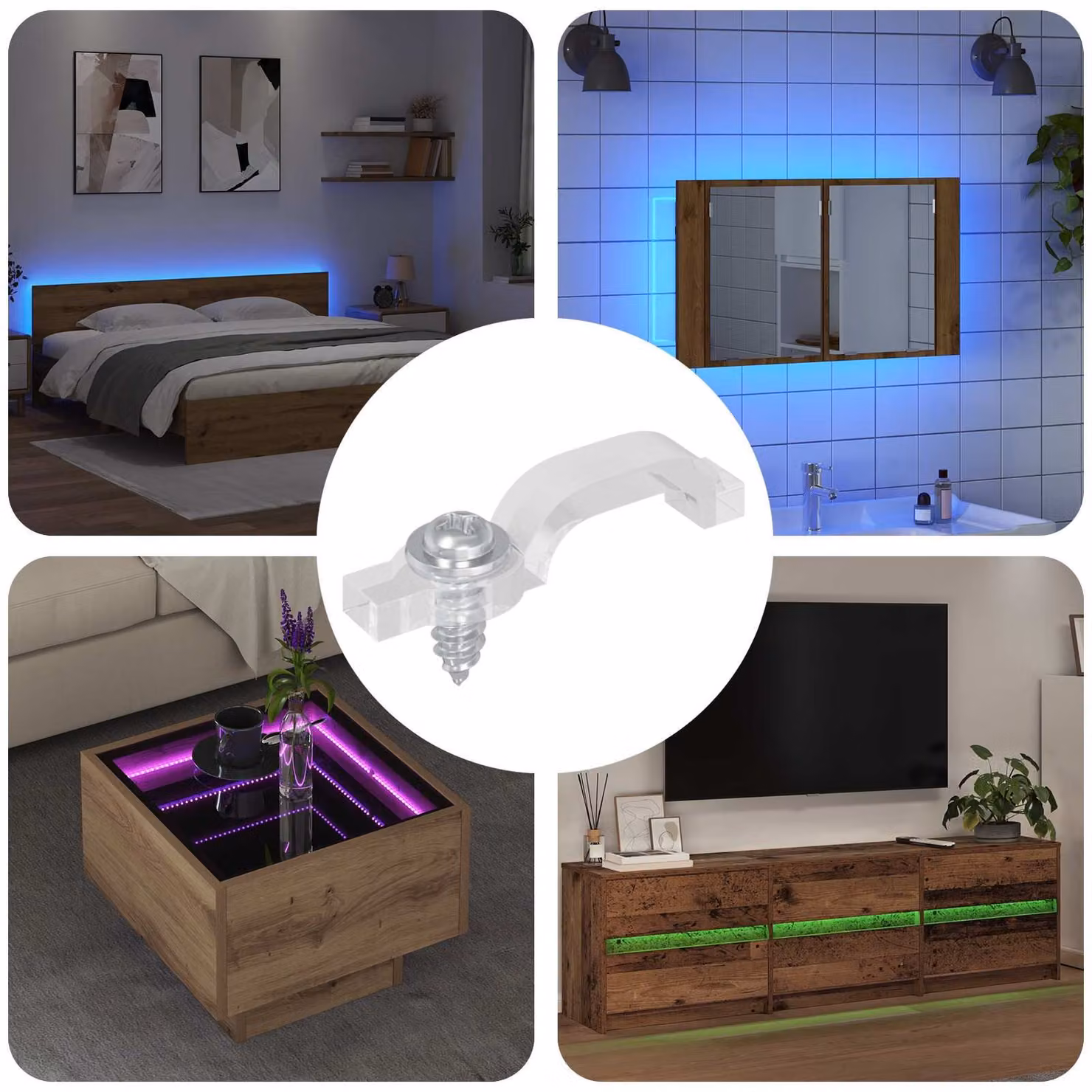 vidaXL Set di 12 Clip per Striscia LED da 23,8 mm in Plastica e Metallo, Trasparente