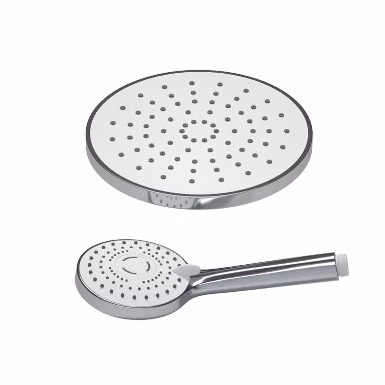 JOHO Soffione doccia a pioggia in ABS, 8 pollici, con doccetta a mano, rotonda, con ugelli anticalcare D20 cm, cromato