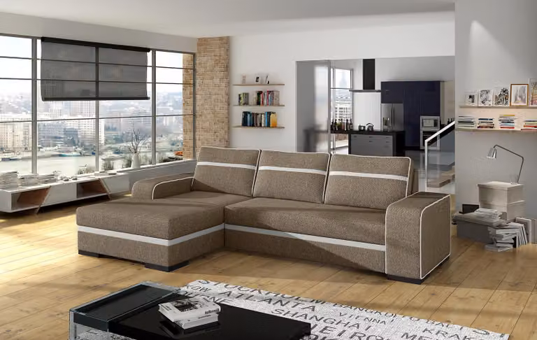 Sofa Schlafsofa Designer Sofa mit Bettfunktion + Bettkasten Ecksofa Couch