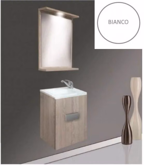 Mobile bagno sospeso Charlie Effezeta Italia bianco con specchio e illuminazione LED
