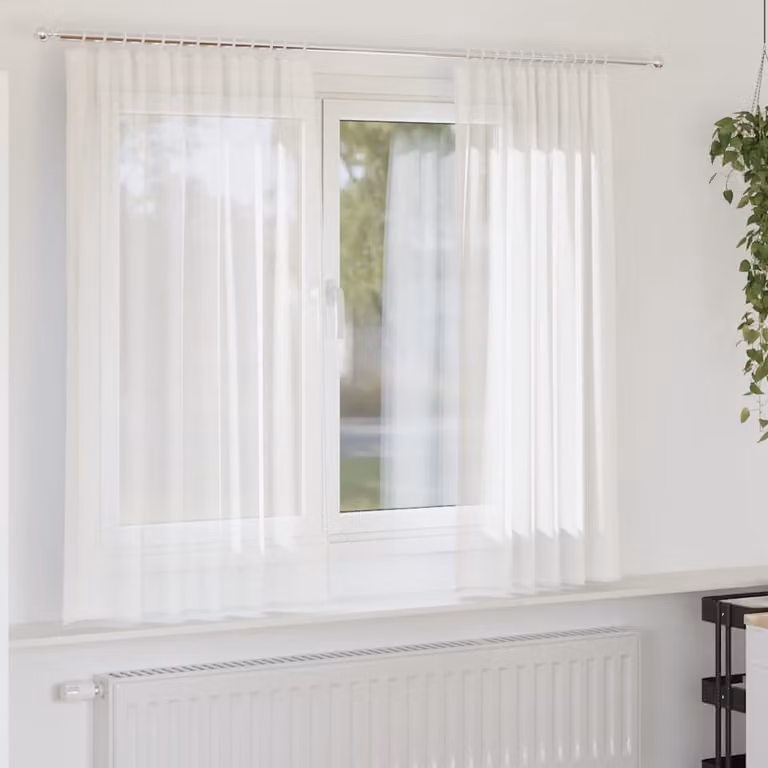 Set di 2 tende in voile semi-trasparenti vidaXL bianche con tasche per asta, L: 140 cm, H: 140 cm