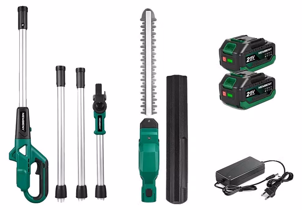 Troncatrice a catena elettrica, asta telescopica, potatore per siepi, 2 batterie, spina EU da 100V-240V