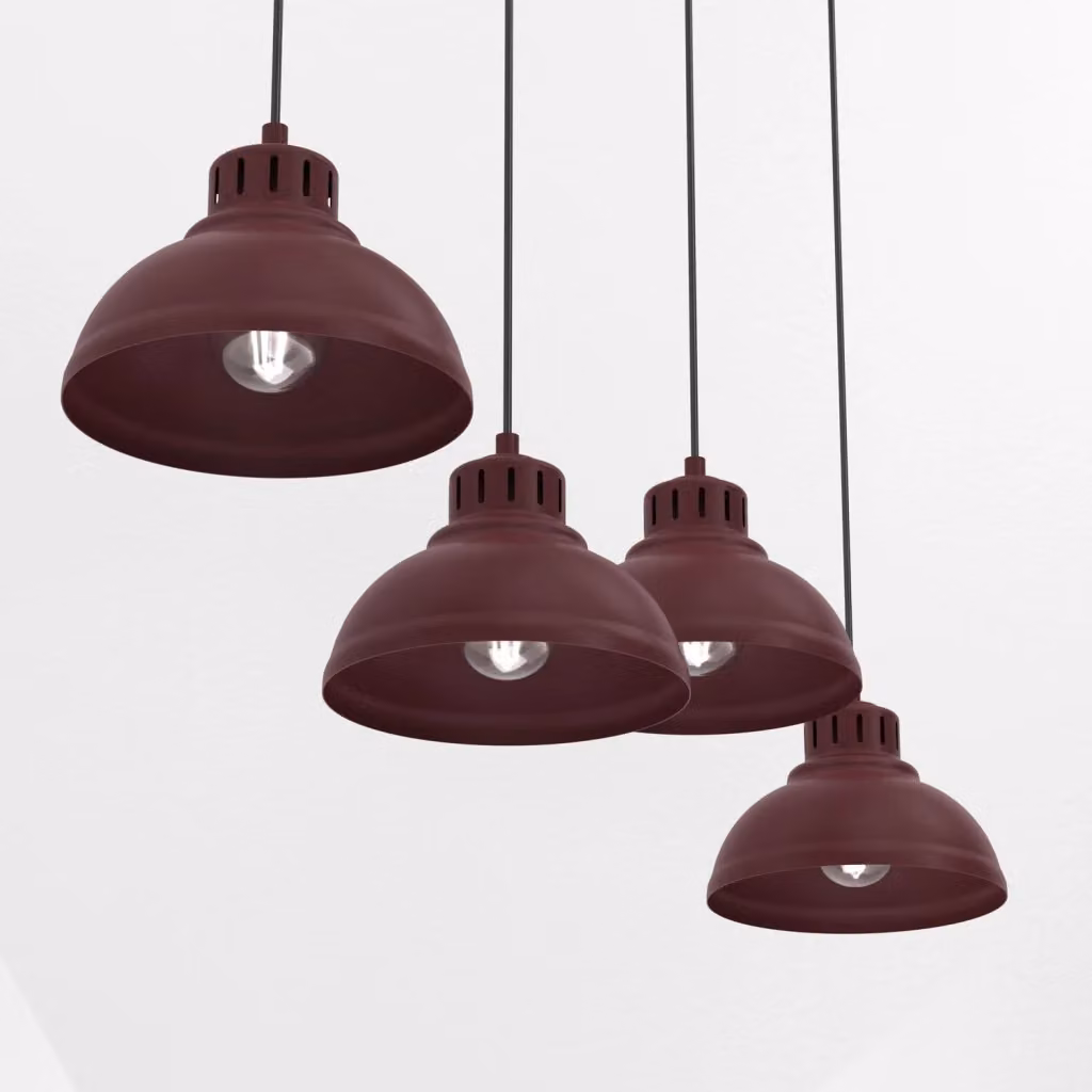 Lampada sospesa moderna Sven Luminex in metallo rosso con 4 x E27 – 2