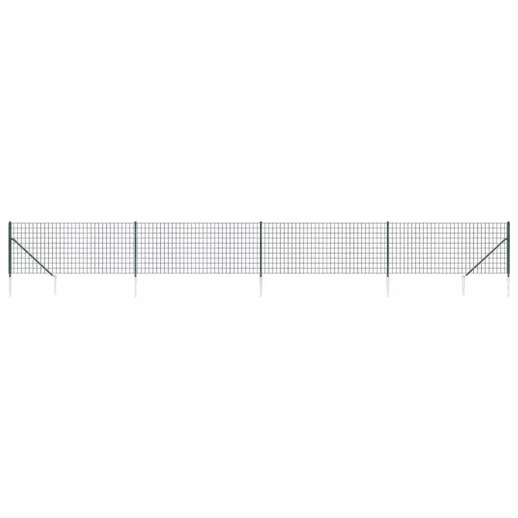 Recinzione Metallica con Picchetti di Ancoraggio vidaXL Verde in Acciaio Zincato Rivestito in PVC L: 10 m, H: 1,1 m – 2