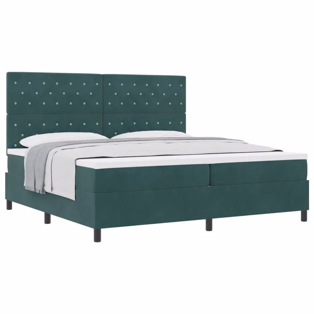 Letto a molle con materasso vidaXL in velluto verde, L/P/H: 200 x 200 x 280 cm – 2