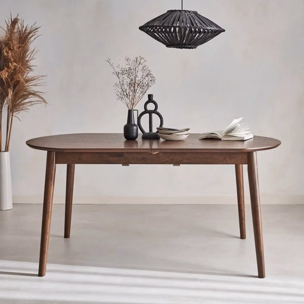 Tavolo da pranzo ovale allungabile Sweeek in legno e MDF color marrone con finitura opaca – 2