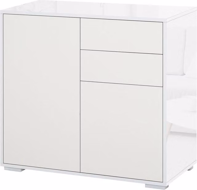 Armadio Minimal con 2 ante e 2 cassetti Bianco L: 79 cm, P: 36 cm, H: 74 cm