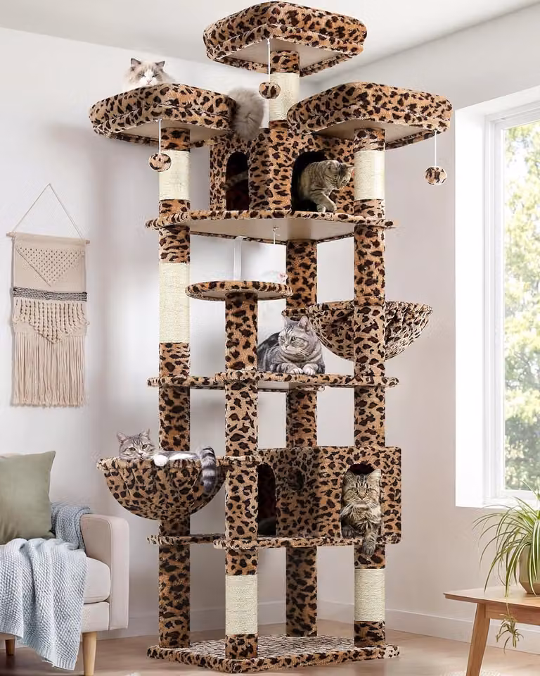 Albero per gatti con più livelli, altezza 209 cm, tiragraffi per gatti