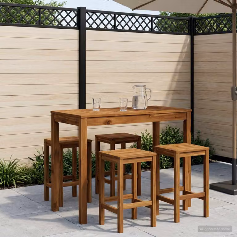 vidaXL Tavolo Bar da Giardino in Legno di Acacia Marrone, L/P/H: 108,5 x 55 x 105 cm