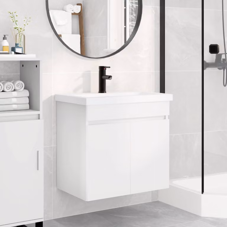 Mobile bagno moderno vidaXL con rubinetto Bianco L: 61 cm, P: 40 cm, H: 74,5 cm