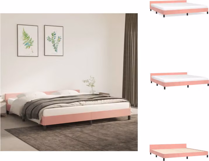 vidaXL Letto con testiera in velluto rosa 200x200 cm - Letti & Reti