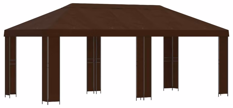 Gazebo da giardino 6 x 3 m Marrone Poliestere e Acciaio 190