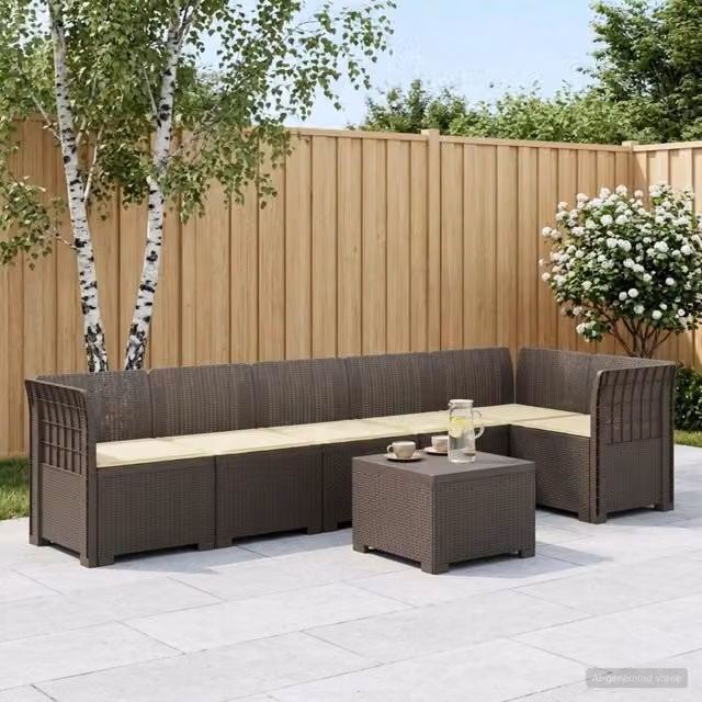 Divano da Giardino 6 Posti con Cuscini Aspetto Rattan PP 3444118