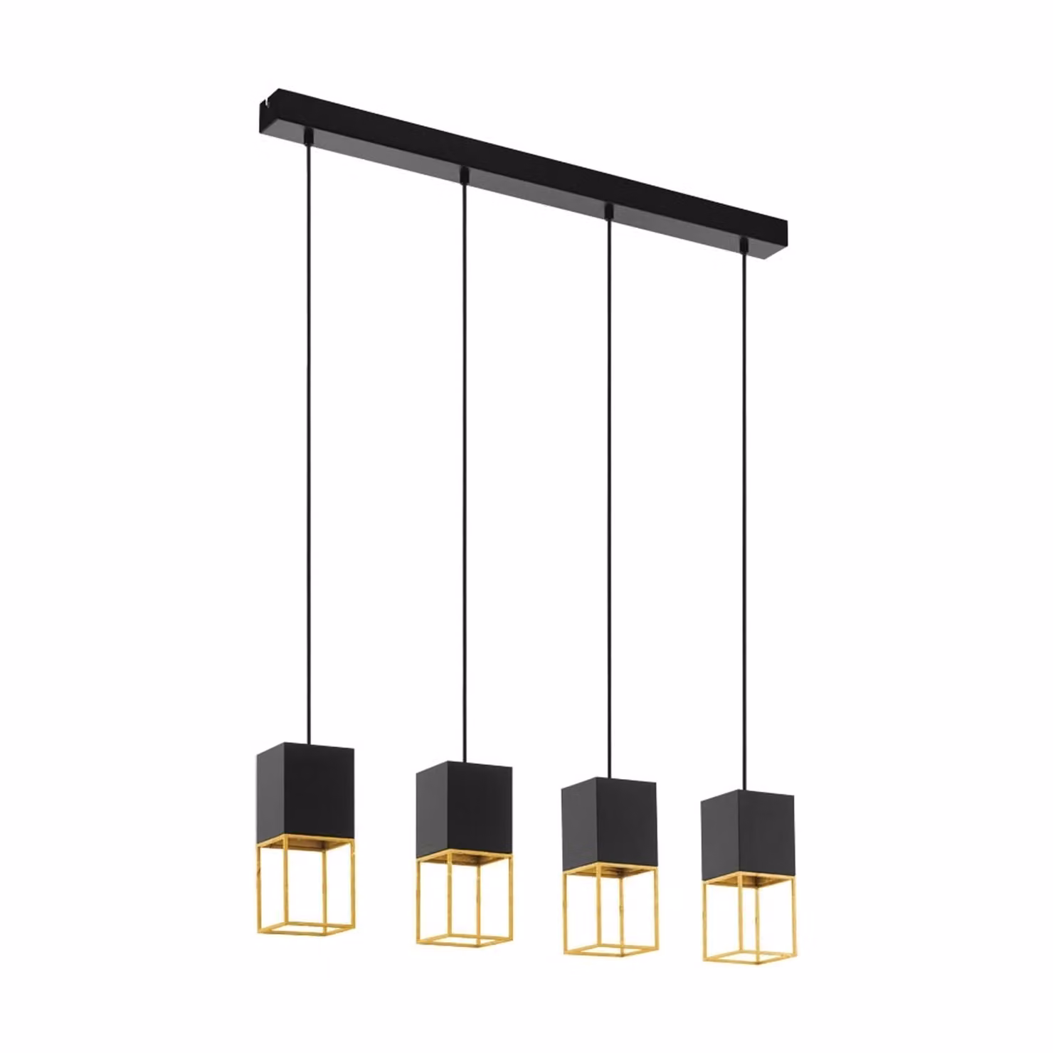 Lampada a sospensione LED Montebaldo a 4 luci nero, color oro Eglo 97734