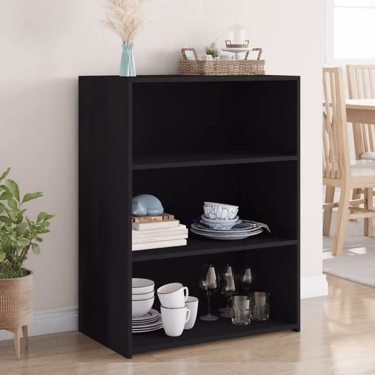 Credenza moderna vidaXL in legno multistrato e MDF, colore nero opaco, L 70 cm x P 41 cm x H 93 cm, sospesa a parete