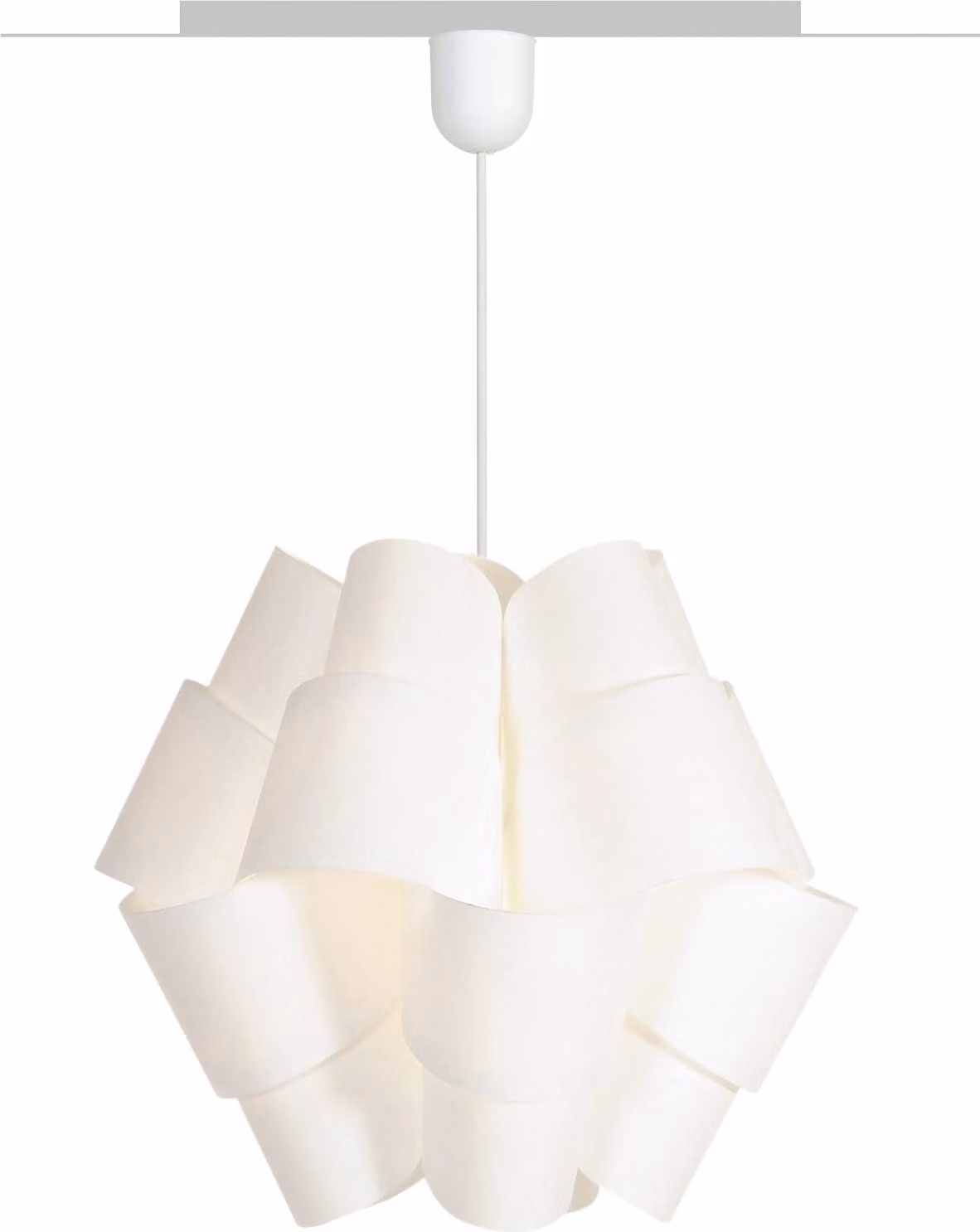 Lampada a sospensione Padiro, 37,5 x 37,5 x 39 cm - bianca - in polipropilene - forma a fiore piegato