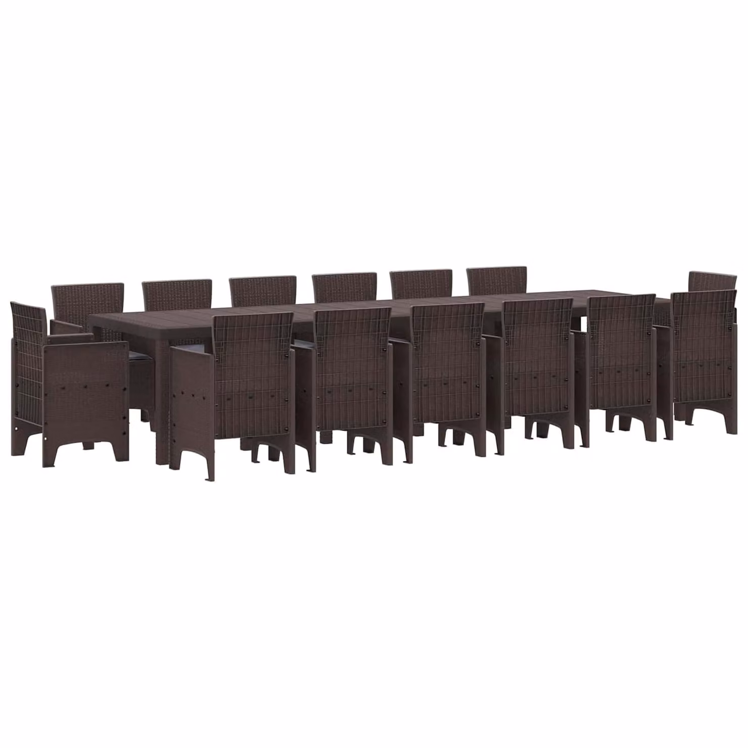 vidaXL Set da Pranzo per Giardino 15 pz Marrone Rattan Polt