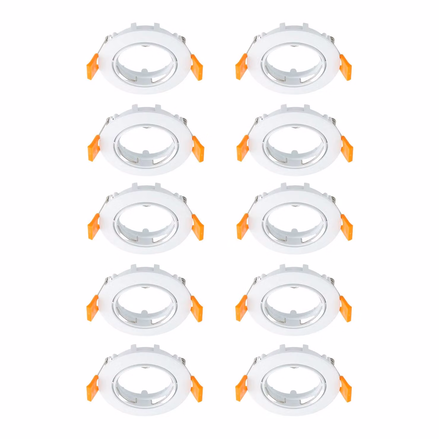 Prios plafoniera a incasso Fibur, bianco, zinco, Ø 8,2 cm, 10 unità Fibur PRIOS, dimmerabile, Bianco / Opale, Soggiorno / Sala da pranzo, Metallo, Moderno