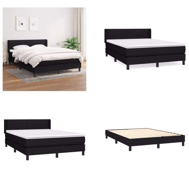 vidaXL Letto a molle con materasso nero 140x200 cm in tessuto - Letto a molle - Boxspringbetten - Bett - Schlafzimmermöbel
