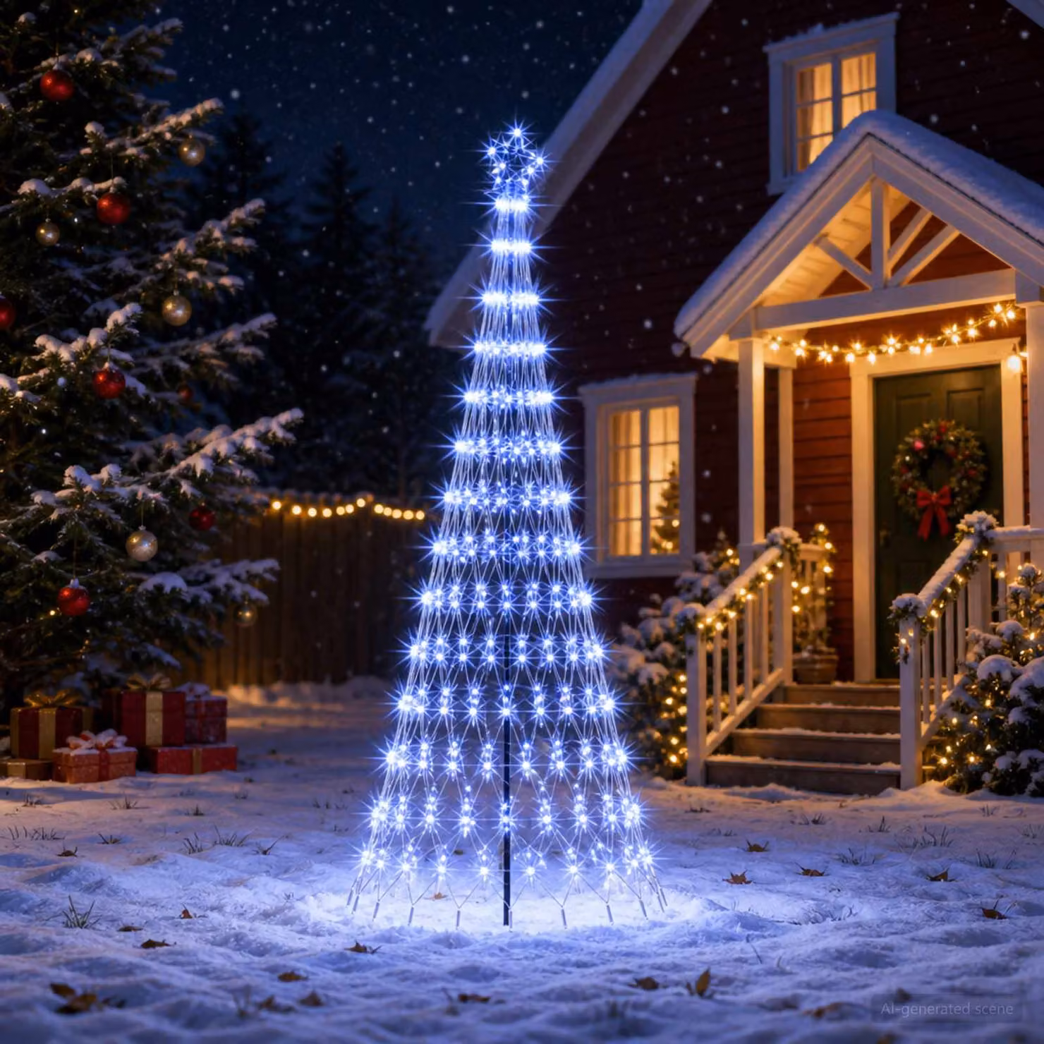 vidaXL Albero di Natale LED 250 cm 290 LED Blu Ferro Nero