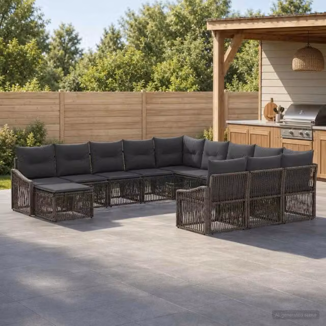 Set Divano da Giardino 12 pz Grigio polyrattan 3436211