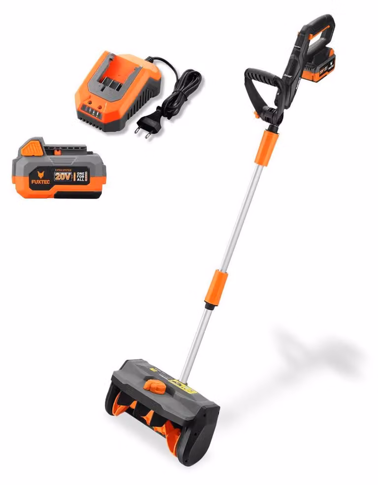 Spazzaneve FUXTEC a batteria FX-E1SCH20SET, pala da neve elettrica da 20V con batteria 4Ah e caricatore, larghezza 30 cm, getto fino a 6m, Silenzioso e leggero, Avviamento elettrico