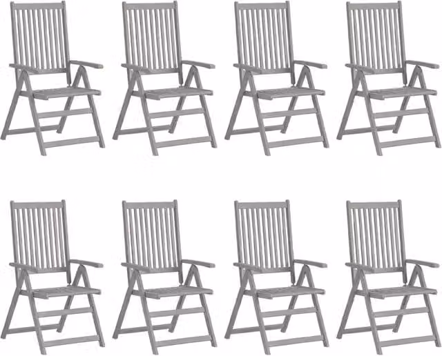 Sedie Giardino Reclinabili 8pz Cuscini Massello Acacia Grigio 3075141
