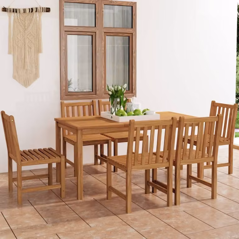 The Living Store 7 pezzi. Set da pranzo da giardino in legno massiccio teak