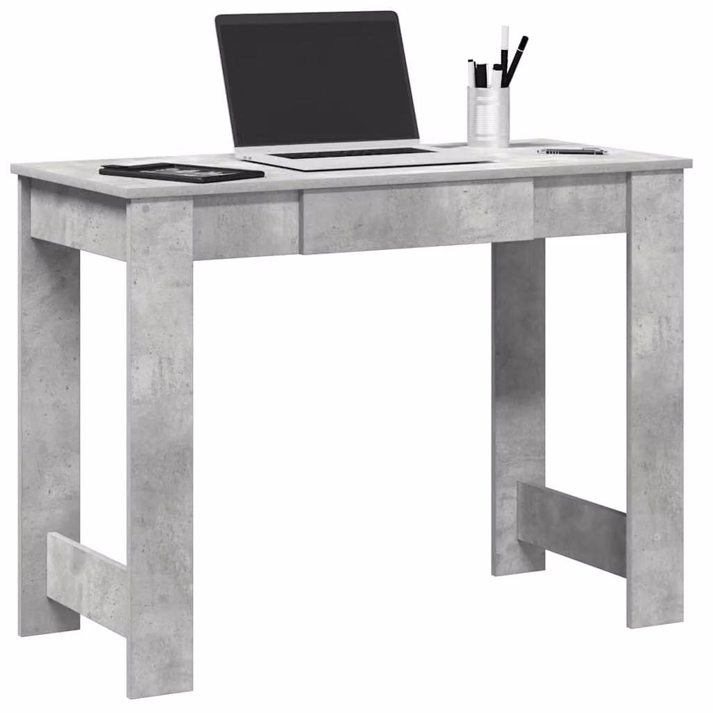 Scrivania moderna vidaXL in legno e MDF, colore grigio, L 100 x P 45 x H 75 cm