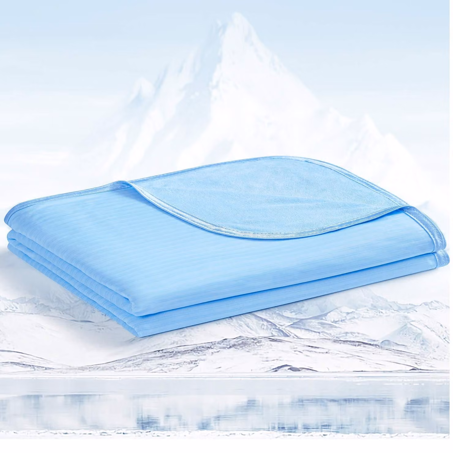 Coperta refrigerante 2-in-1 in fibra di bambù, Q-Max >0,5, 200x220 cm, blu